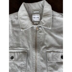 ONLY & SONS Mens Heavy Twill Zip Relaxed Fit Long Shirt Gray Large shacket